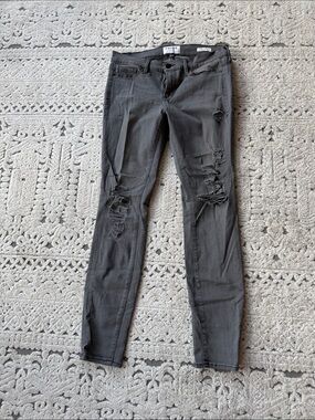 Frame Denim Skinny Distressed Gray Ripped Jeans